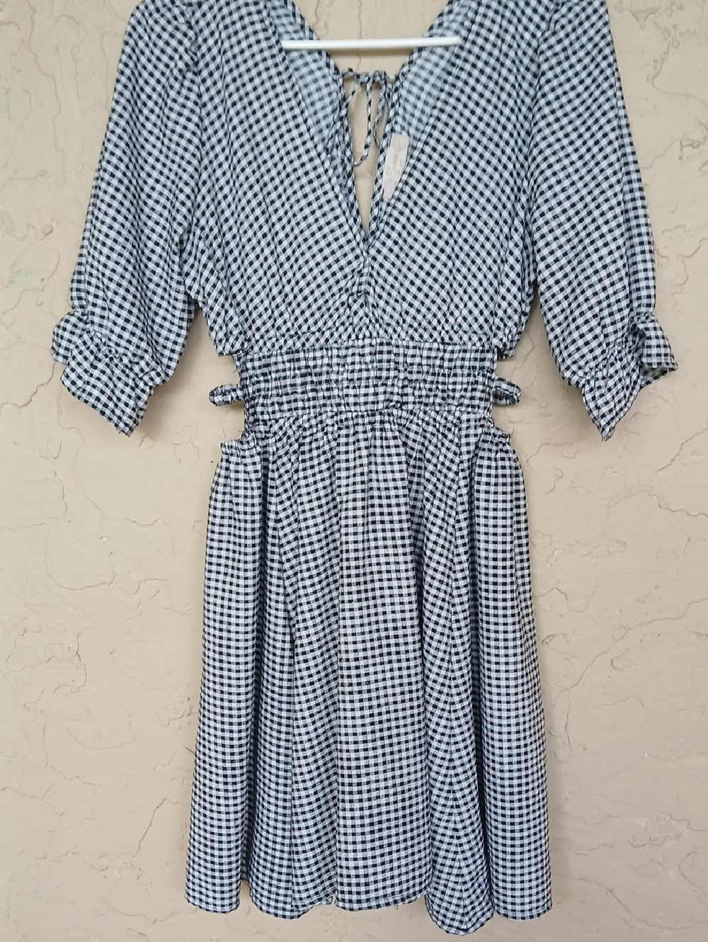 Girl dress indulge Black and White Gingham Smocked Waist Dress